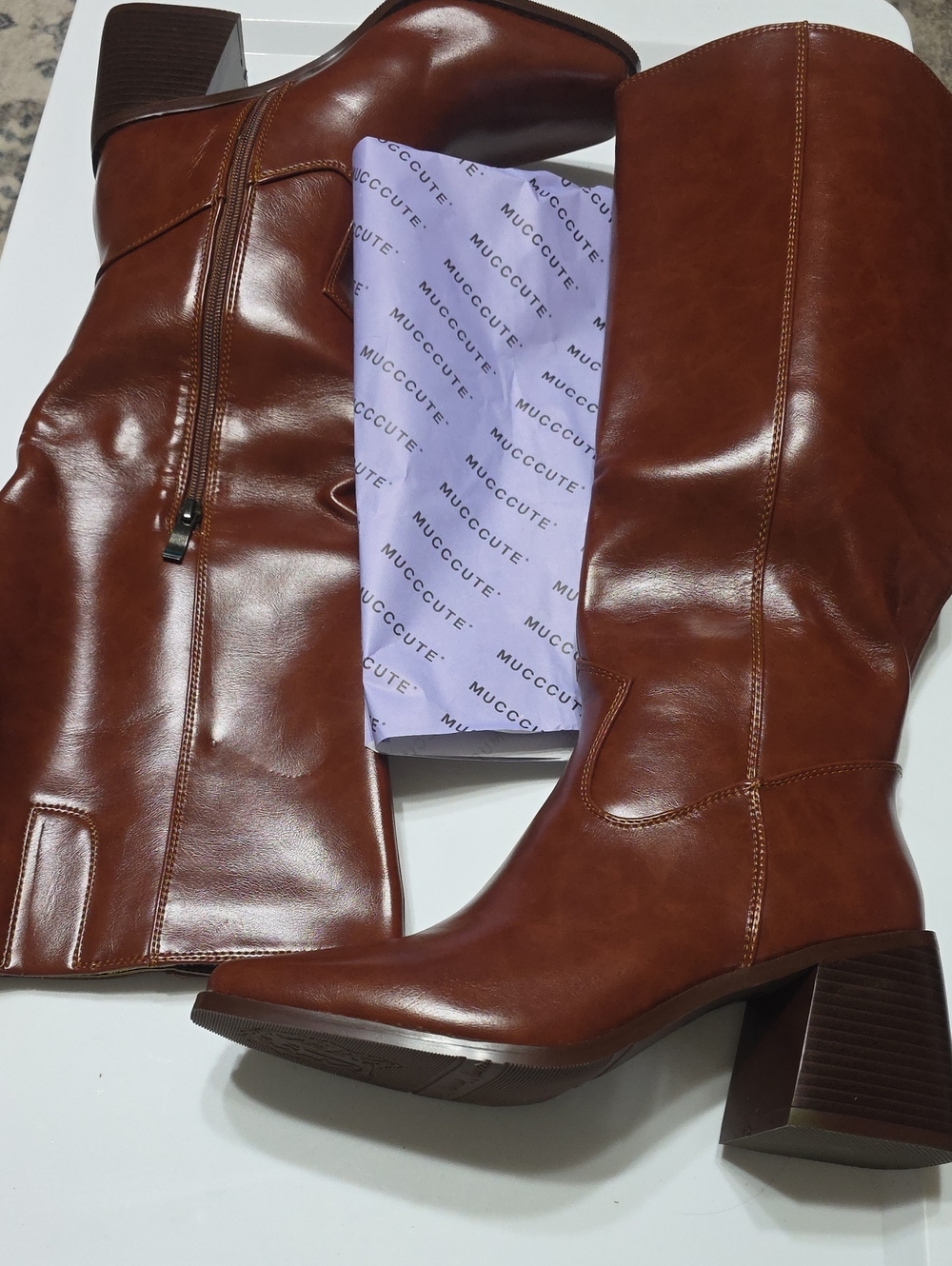 Women's Cognac Over-the-Knee Block Heel Boots